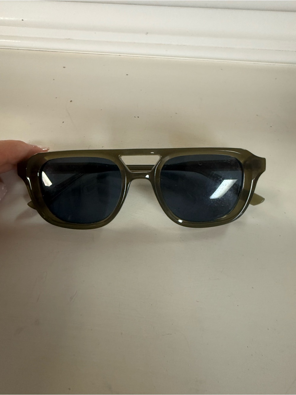 Olive Green Retro Aviator Women's Sunglasses